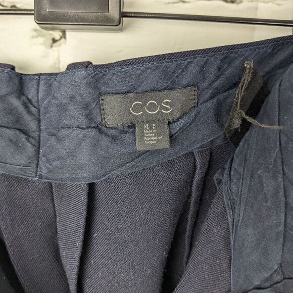 COS women's wool trousers navy blue straight leg US 8 - Picture 3 of 8